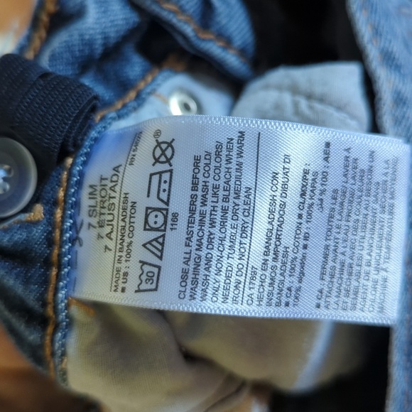 Old Navy 100% Cotton Bootcut Jeans Adjustable Waist Snap Close Boys Size 7 Slim - Picture 3 of 3